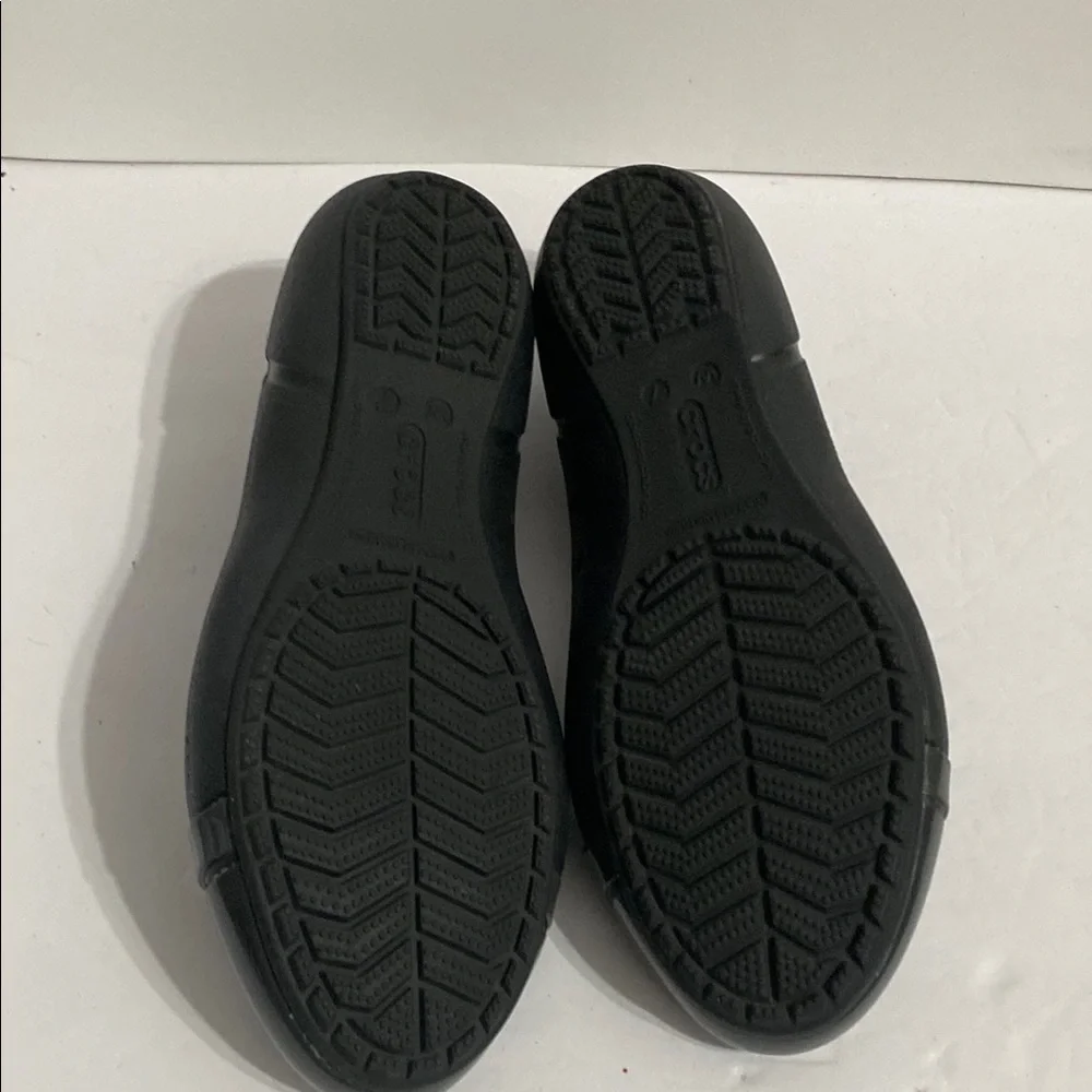 Crocs 7 Women's Black Cap Toe Slip On Flat Heel Casual Ballet Shoes